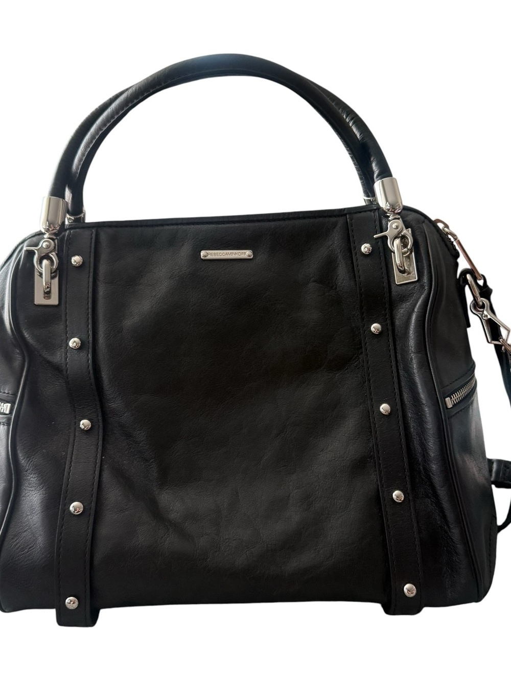 Rebecca Minkoff Snow Leopard Leather Satchel Handbag Purse - Picture 5 of 11